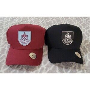 2 Burnley Football Club Muka Hats Snapbacks Black And Burgundy NWT.